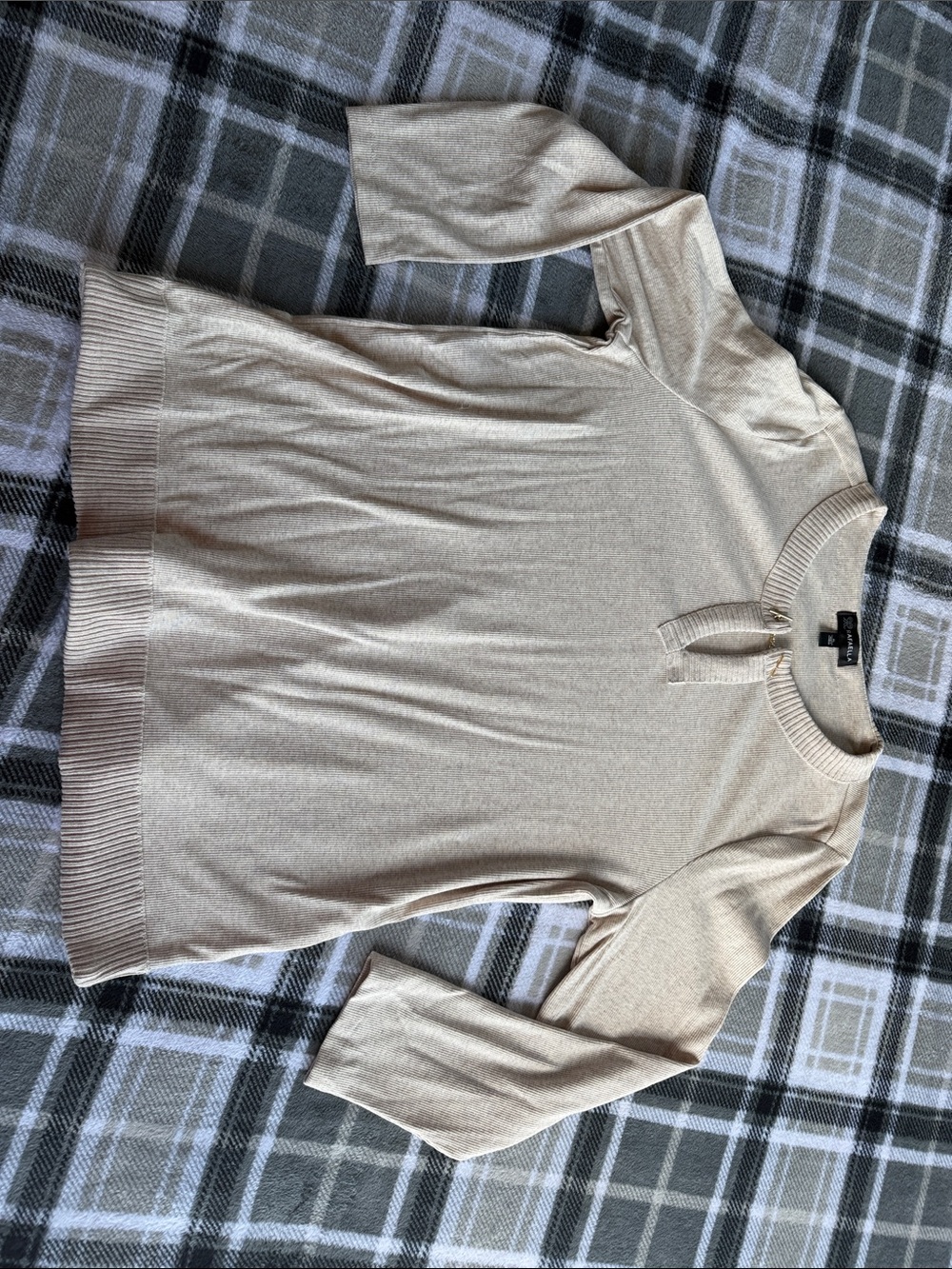 Rafaella Beige Short-Sleeve Knit Top